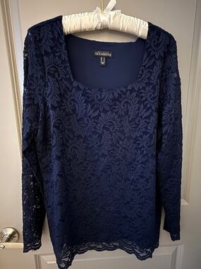 Susan Graver Navy Occasions Crewneck Top